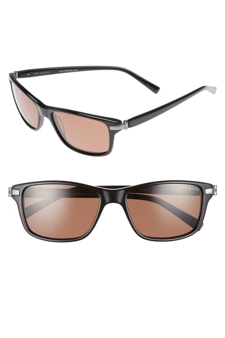 55mm Polarized Sunglasses, Main, color, BLACK
