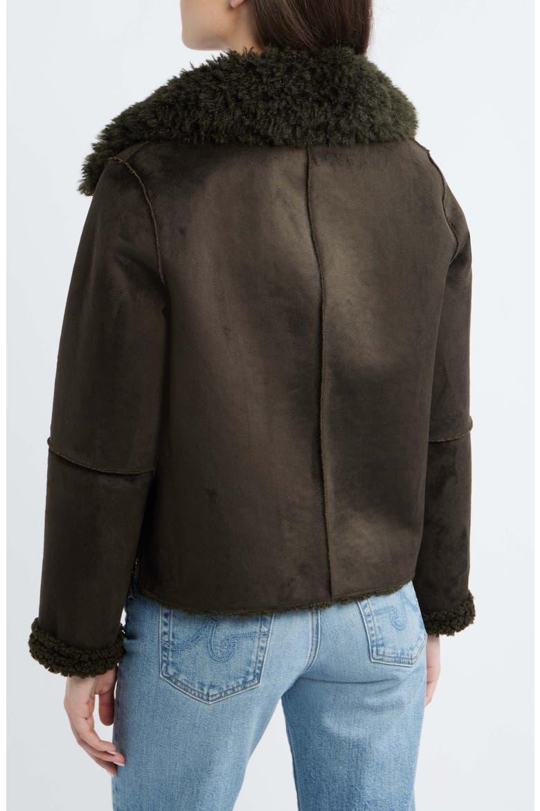 Zip Front Faux Shearling Jacket, Alternate, color, LODEN
