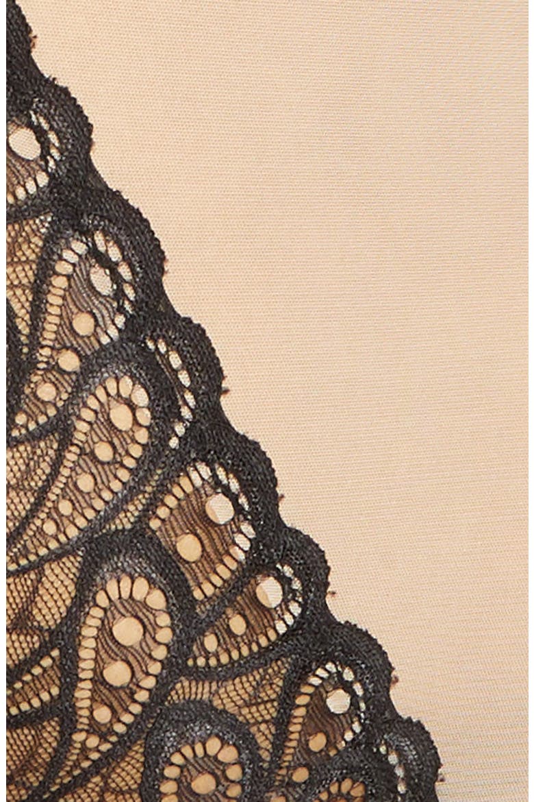 Lace Panel Undewire Teddy, Alternate, color, BLACK/ SAND