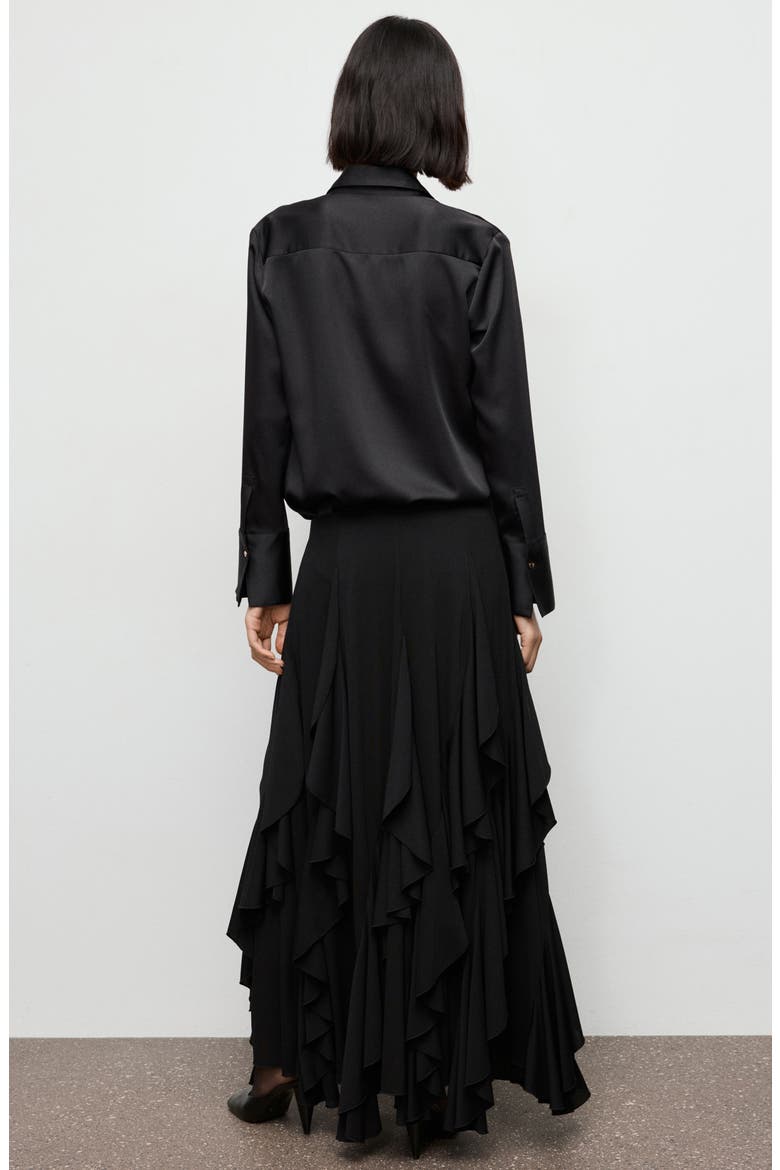 Flowy Satin Shirt, Alternate, color, BLACK