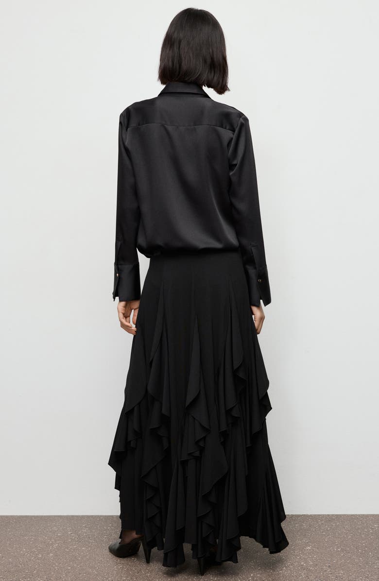 MANGO Flowy Satin Shirt, Alternate, color, Black