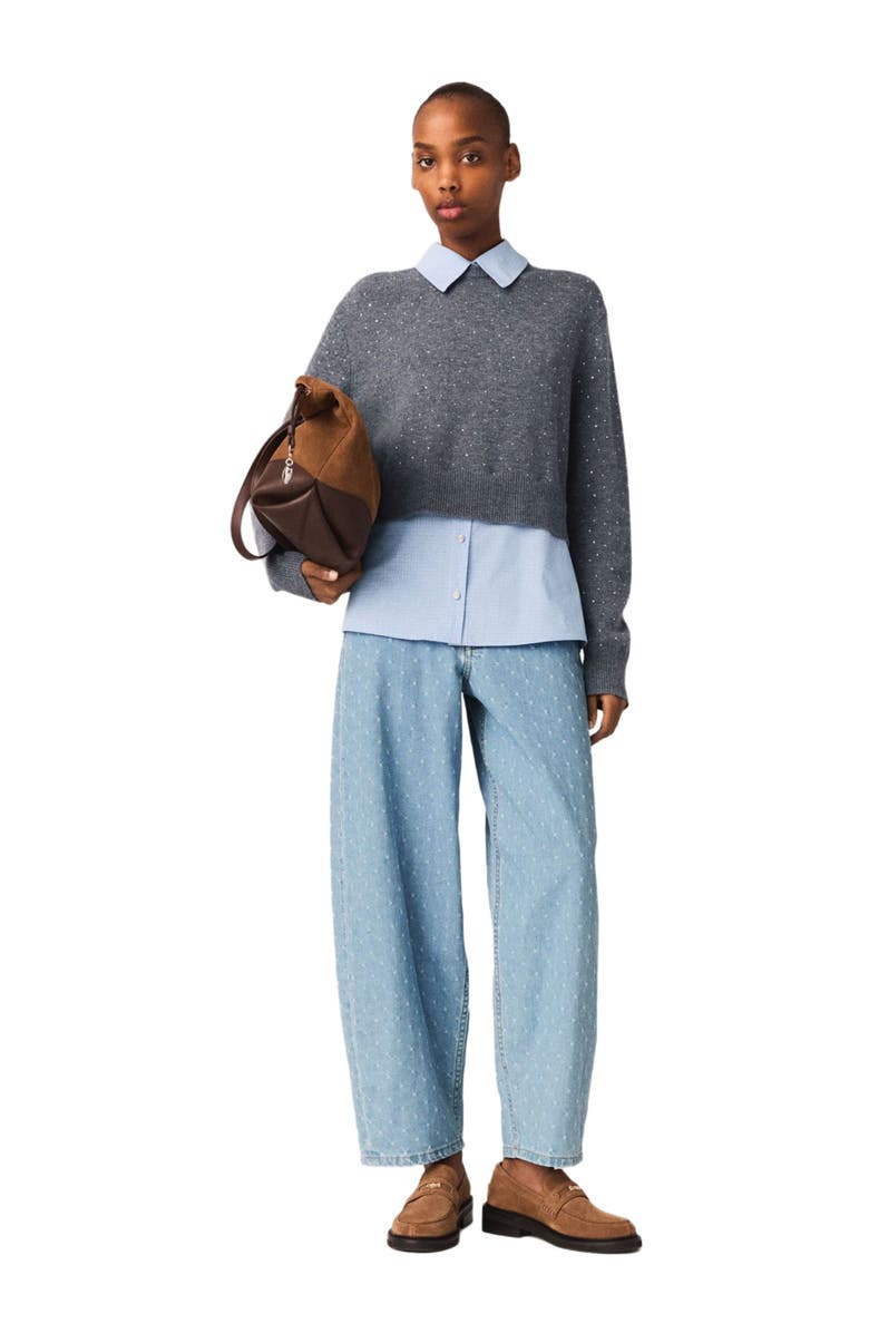 maje Removable rhinestone trim sweater, Alternate, color, Grey