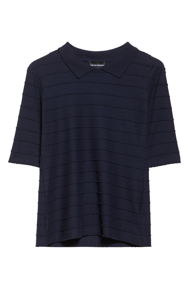 Emporio Armani Scallop Trim Collared T-Shirt, Alternate, color, Solid Dark Blue
