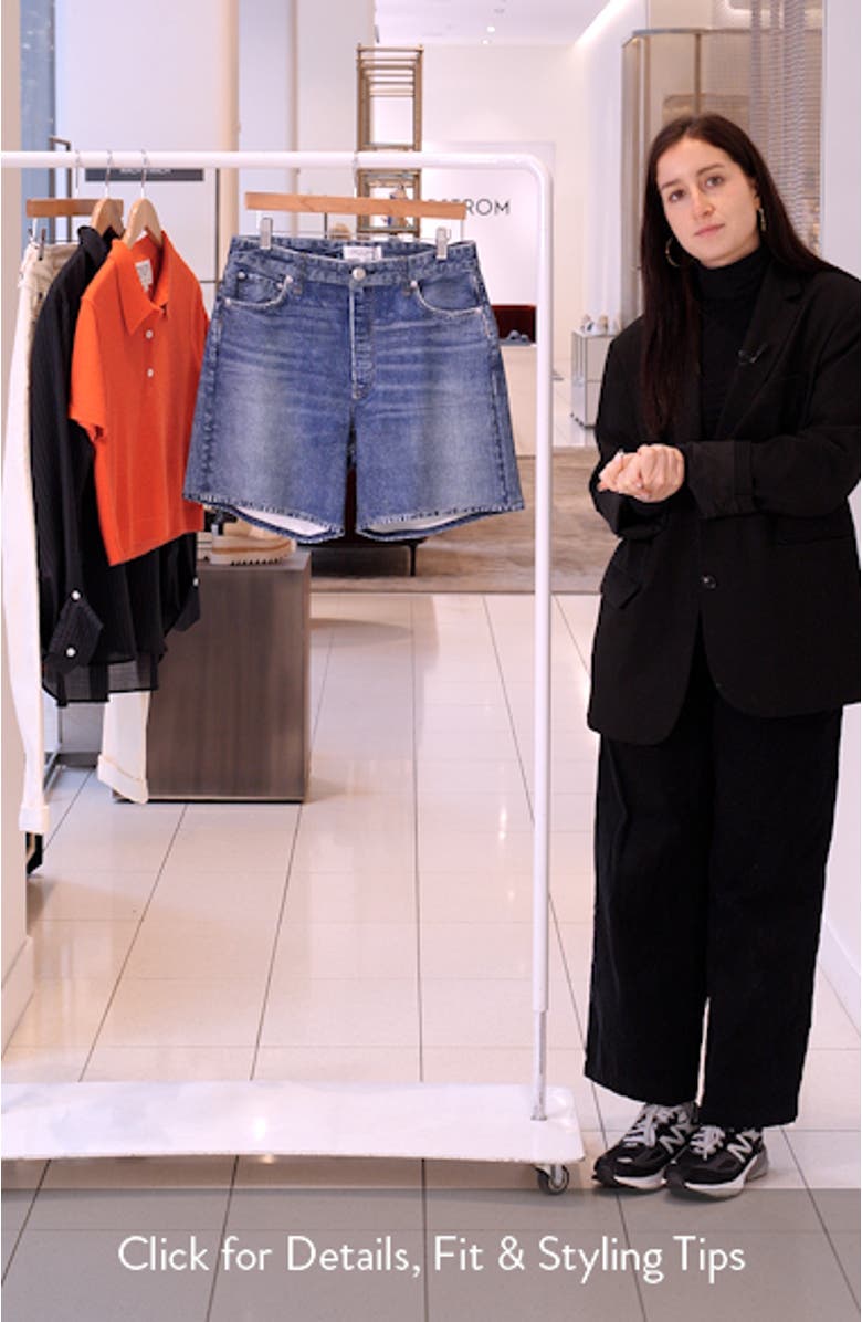 Miramar Refine Knit Kaia High Waist Relaxed Fit Faux Denim Ponte Shorts, sales video thumbnail