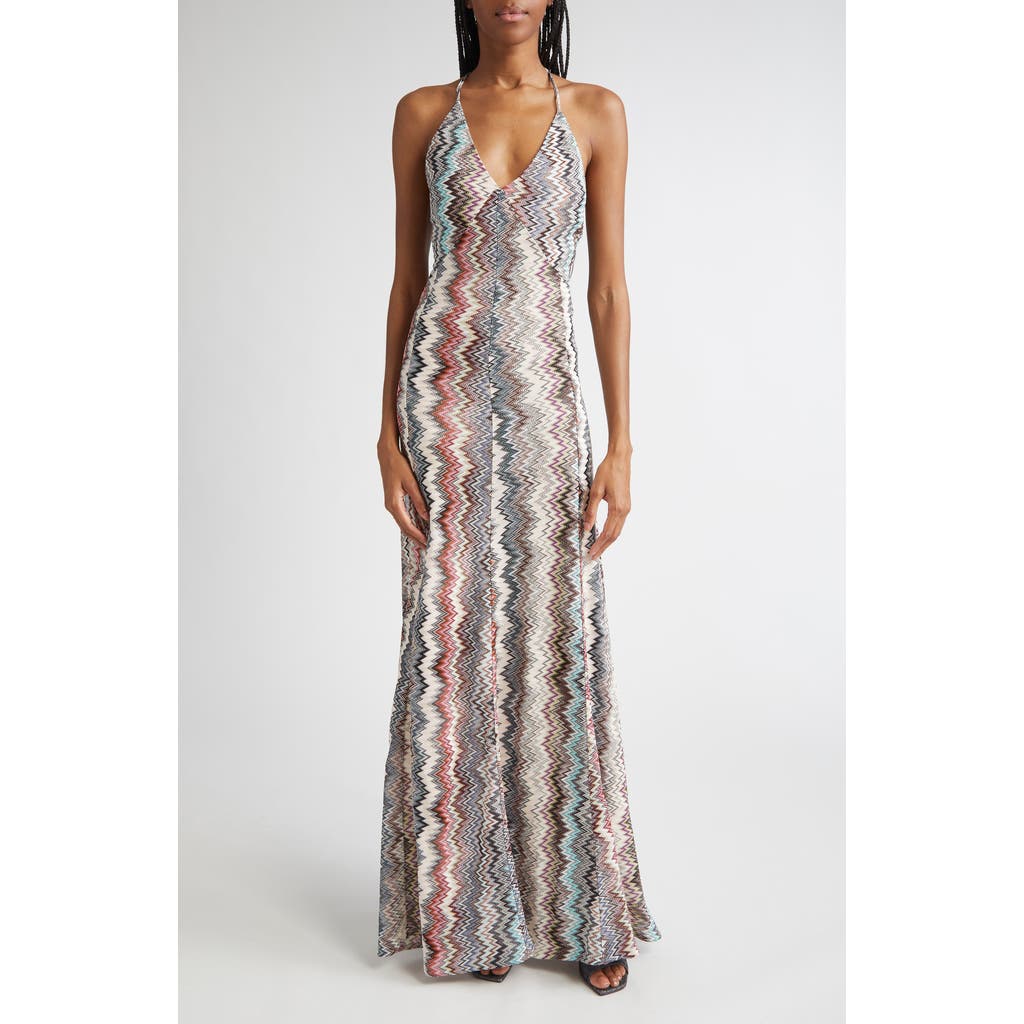 Missoni Long V-neck Dress With Snake Pattern In Multi
