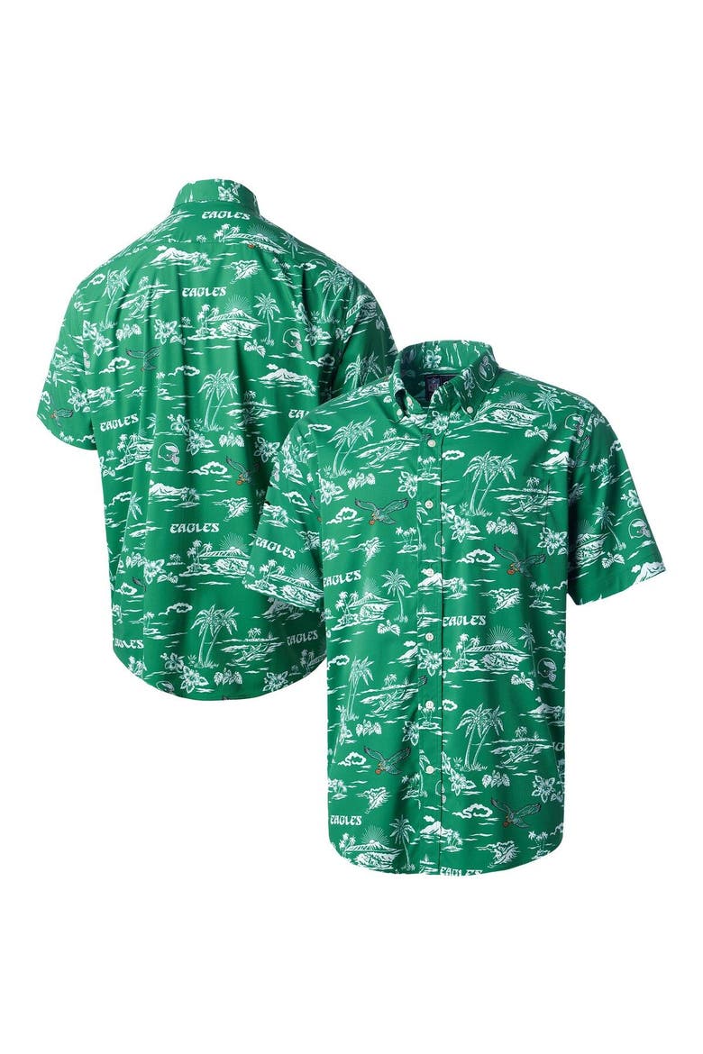 Men's Reyn Spooner Green Philadelphia Eagles Throwback Kekai Print Button-Up Shirt, Main, color, Green