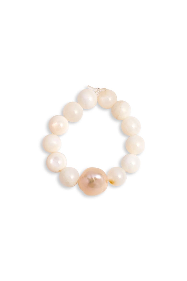 Gili Flower Genuine Pearl & Bead Ring, Main, color, WHITE