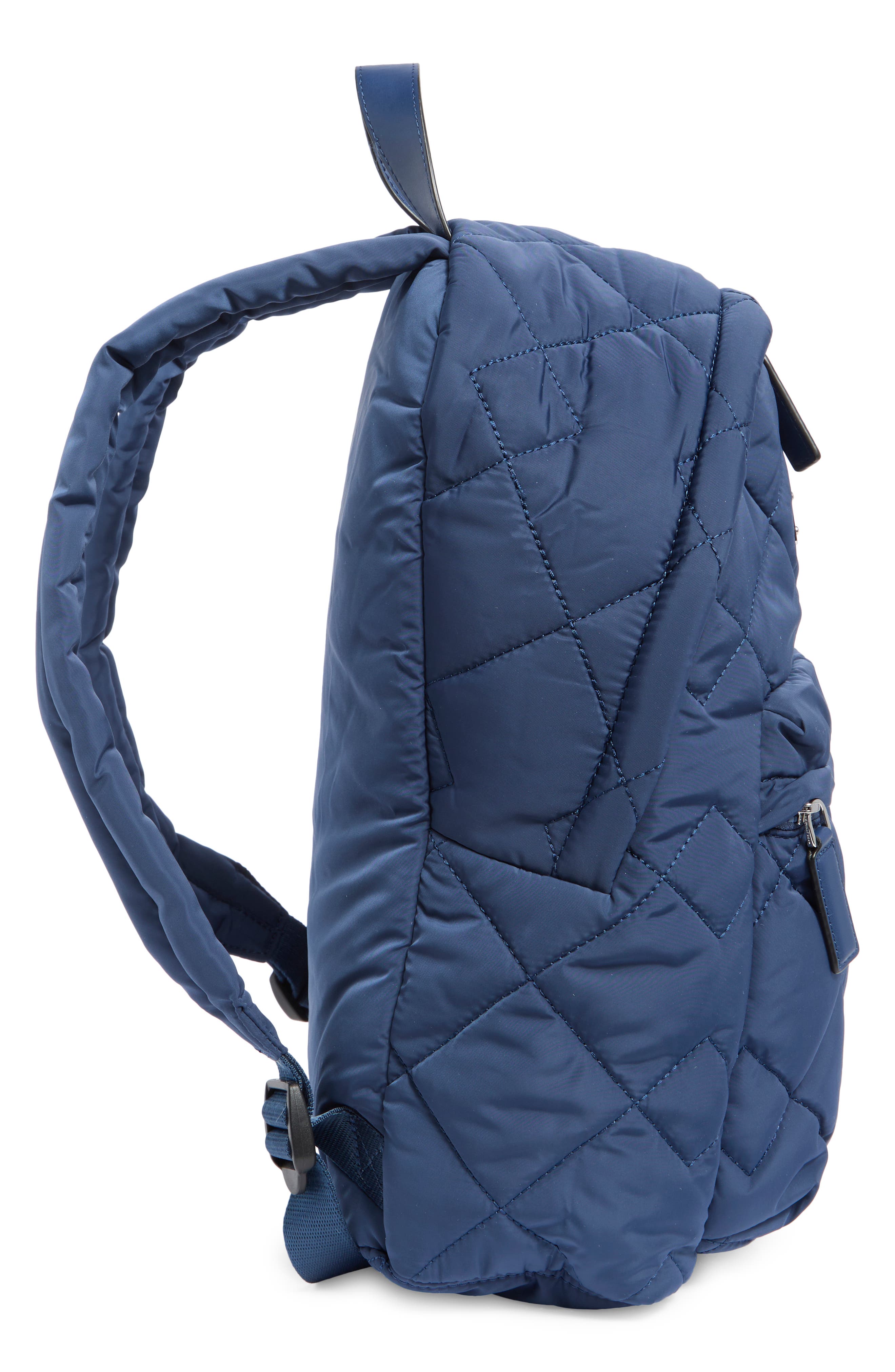 Quilted Nylon School Backpack, Alternate, color, AZURE BLUE