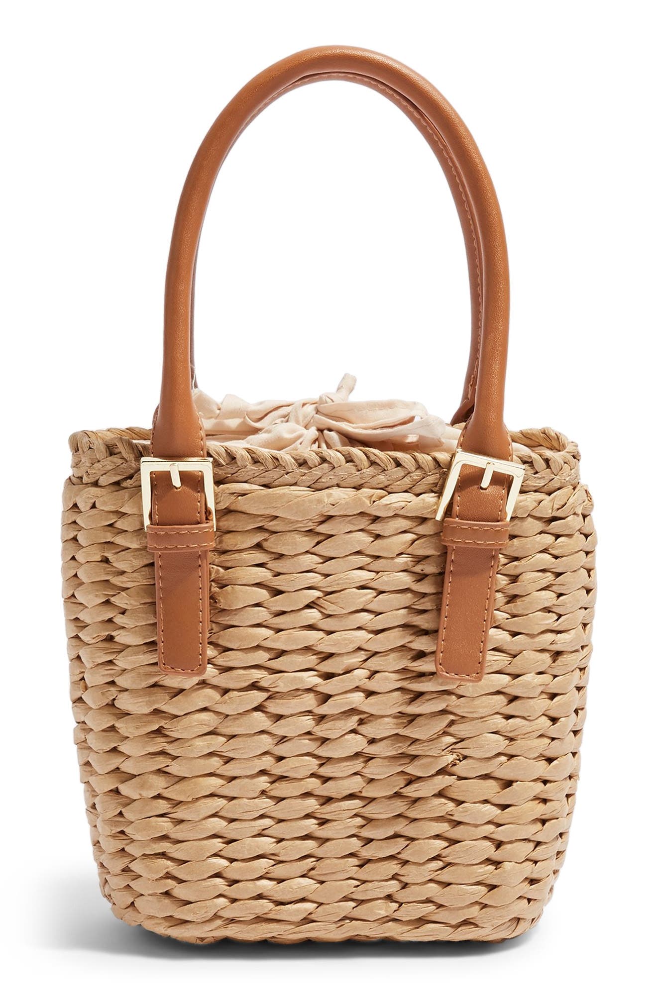 Topshop Sandy Straw Mini Grab Bag, Main, color, 
