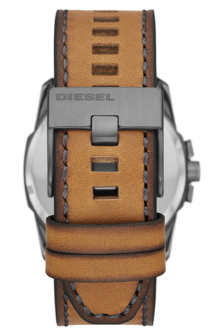Master Chief Quartz Leather Strap Watch, 43mm, Alternate, color, GUNMETAL