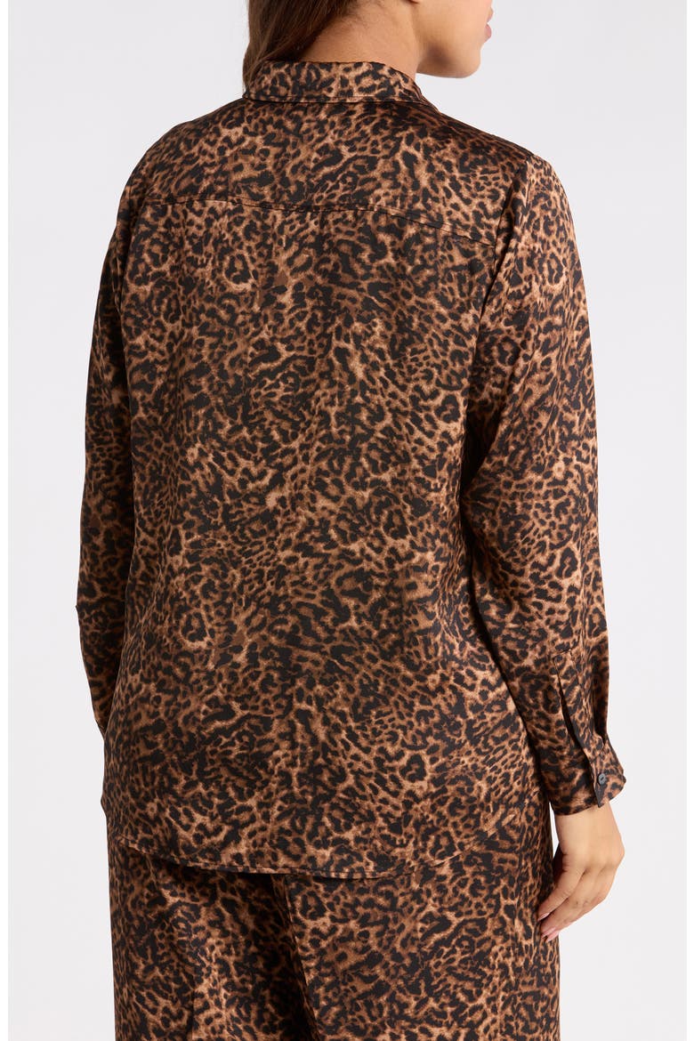 Leopard Print Long Sleeve Button Front Shirt, Alternate, color, WALNUT BLACK LEOPARD