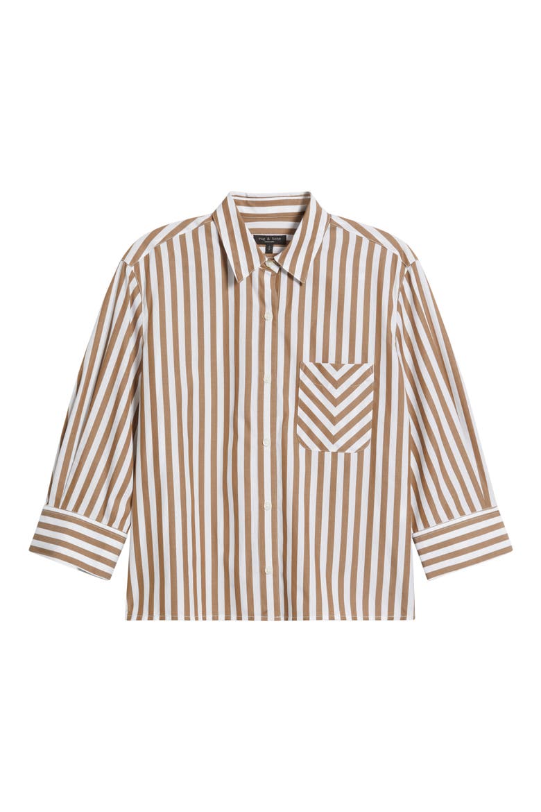 Lucia Stripe Poplin Button-Up Shirt, Alternate, color, BROWN STRIPE