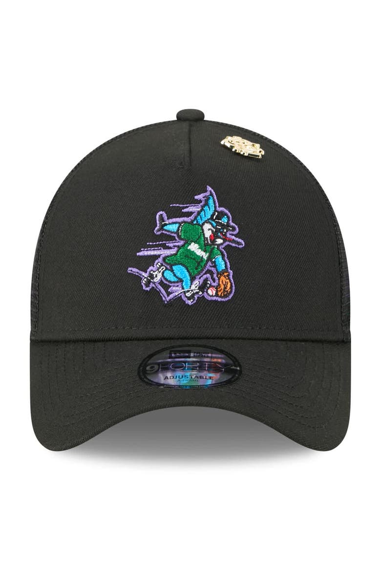 Men's New Era  Black Miami Marlins 2025 Big League Chew A-Frame 9FORTY Adjustable Trucker Hat, Alternate, color, Black
