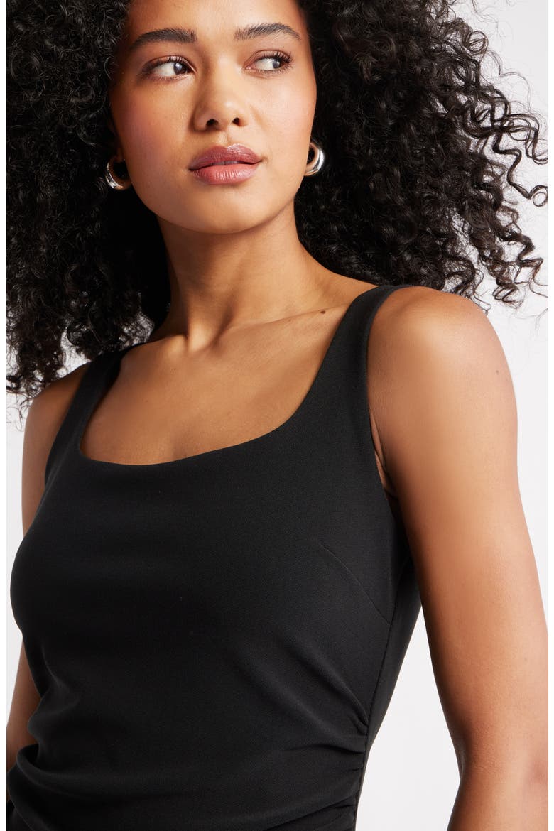 Bonded Crepe Midi Dress, Alternate, color, BLACK