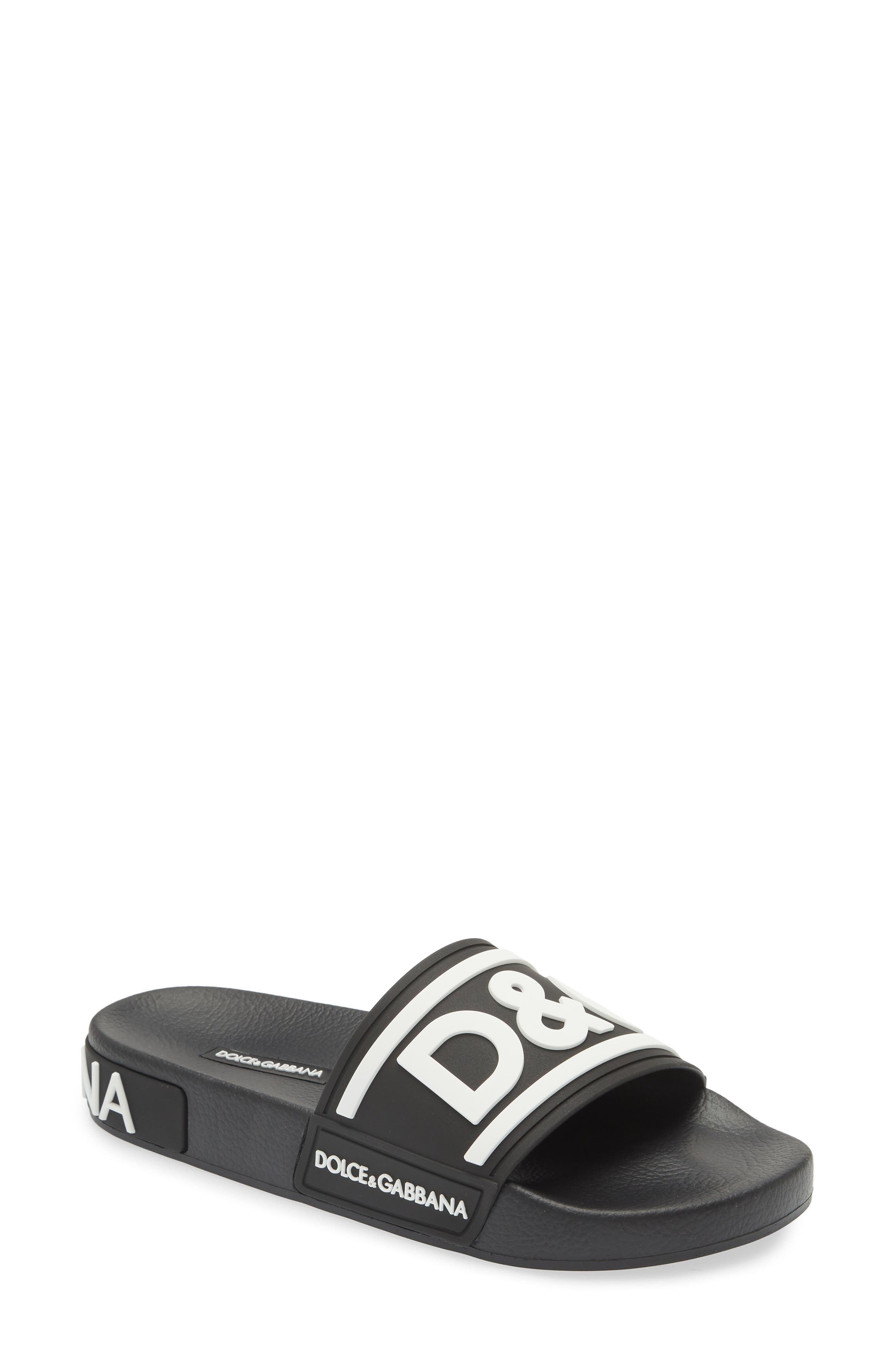 Dolce&Gabbana Logo Slide Sandal, Main, color, 
