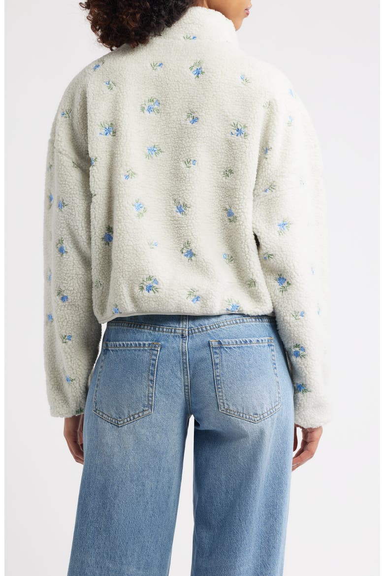 Periwinkle Petals Fleece Half Zip Pullover, Alternate, color, SOFT GRAY