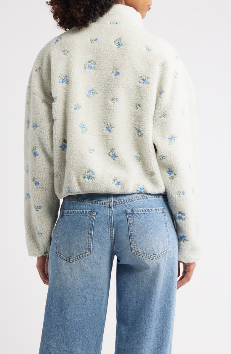 HAPPY CAMP3R Periwinkle Petals Fleece Half Zip Pullover, Alternate, color, Soft Gray