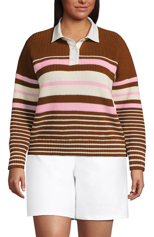 Lands' End Drifter Rugby With Woven Collar Sweater In Multi