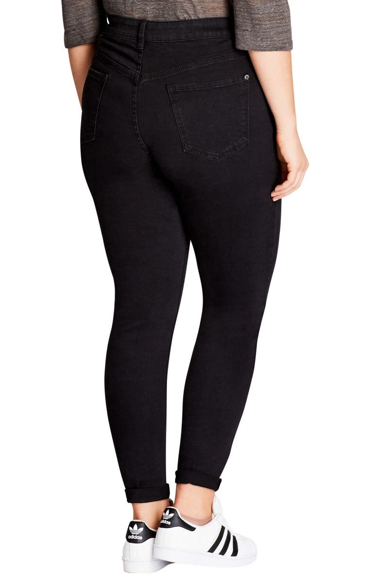 City Chic Rock 'n' Roll Destroyed Skinny Jeans, Alternate, color, 