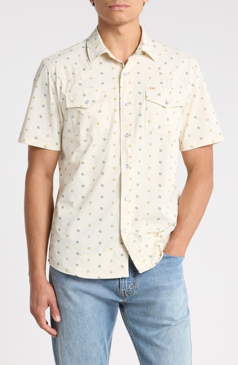 El Ranchero Neat Medallion Short Sleeve Stretch Snap-Up Western Shirt