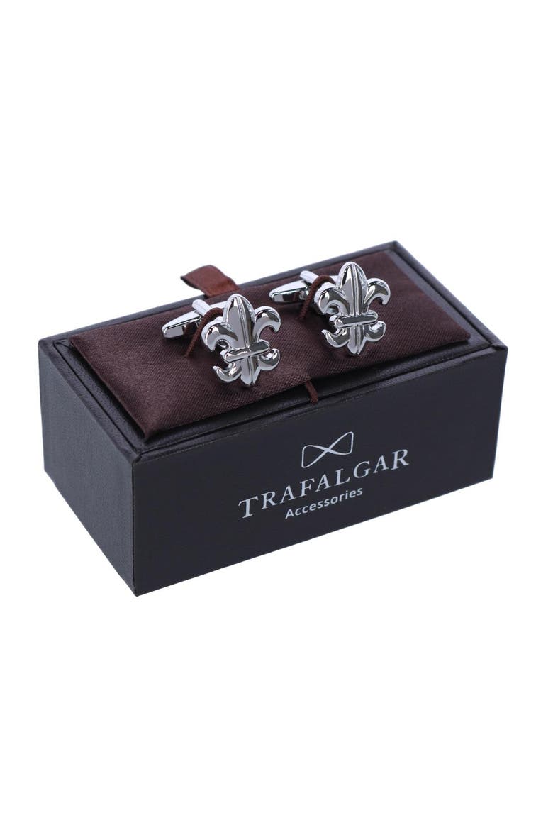 Fletcher Fleur-Di-Lis Novelty Cufflinks, Alternate, color, Silver