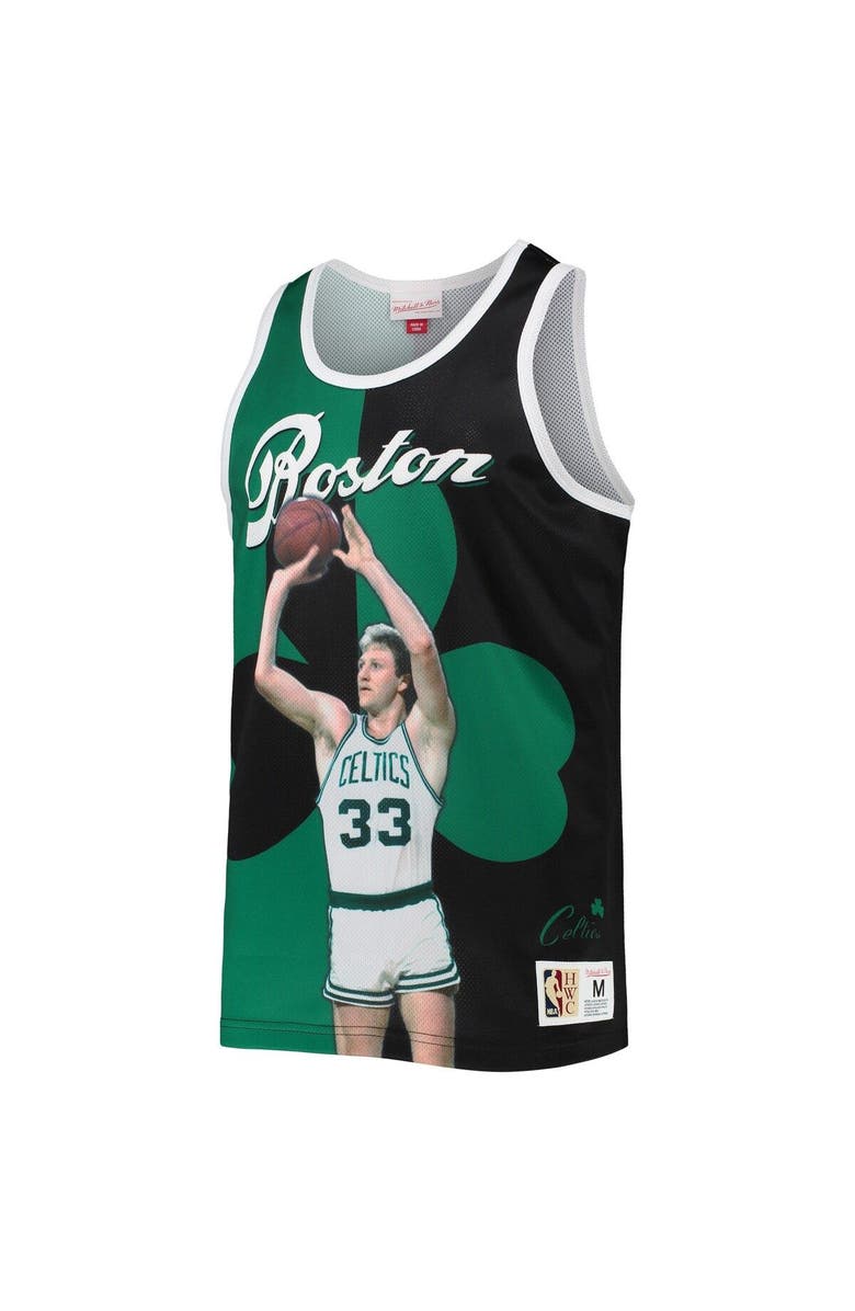 Mitchell & Ness Men's Mitchell & Ness Larry Bird Kelly Green/Black Boston Celtics Sublimated Player Tank Top, Alternate, color, 