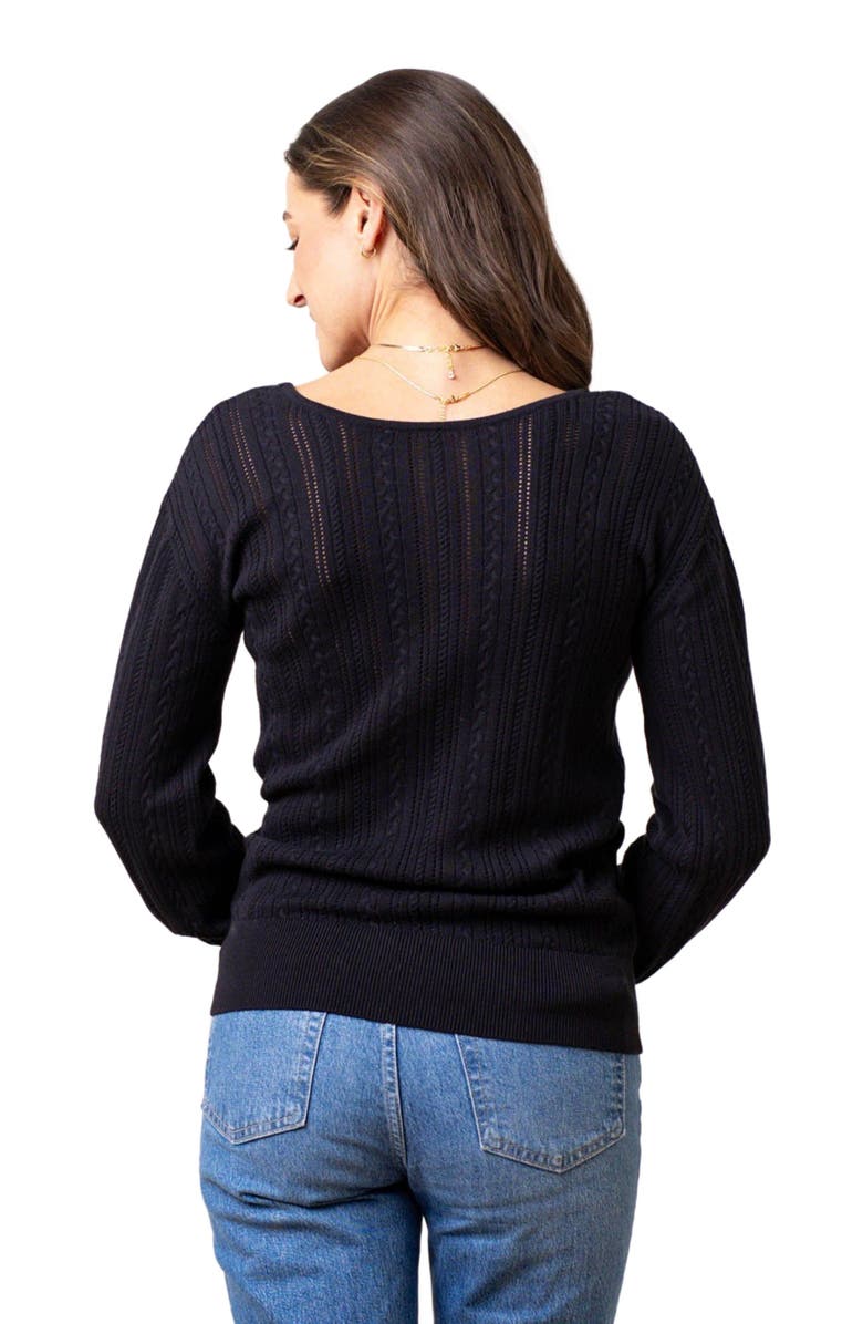 Hope & Henry Women's Reversible Wrap Sweater, Alternate, color, Black Reversible