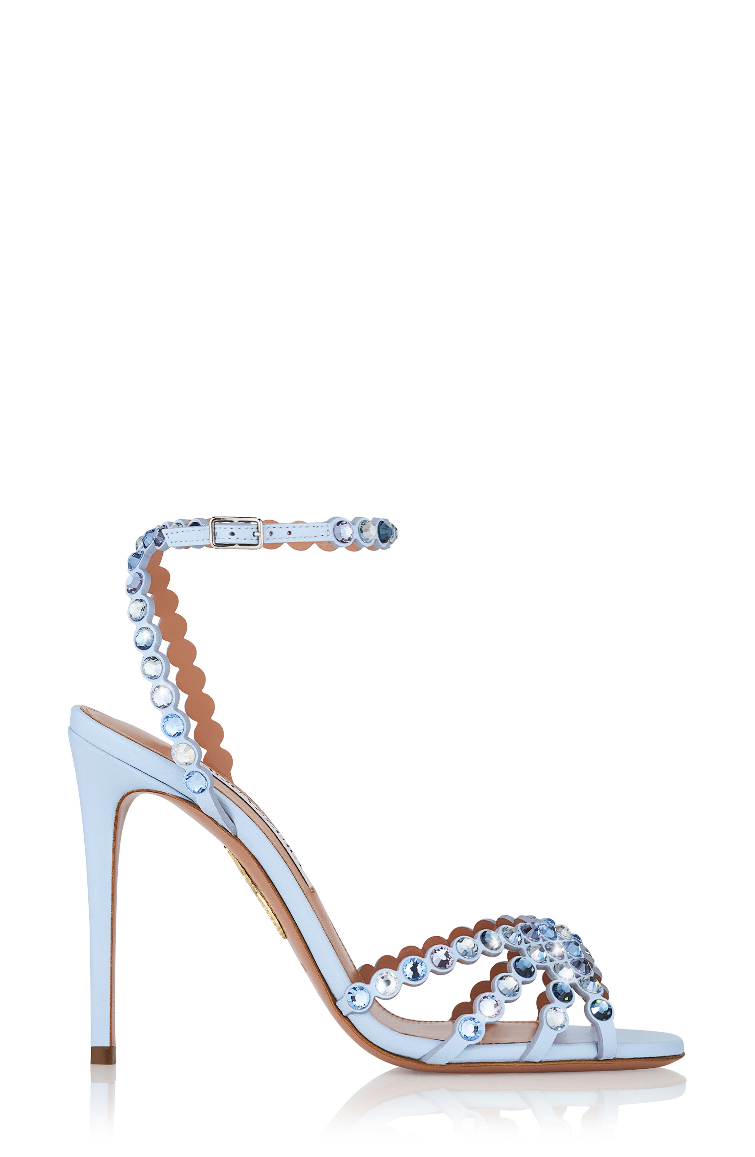 Aquazzura Tequila Crystal Ankle Strap Sandal, Alternate, color, Baby Blue