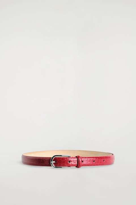 Croc-effect Leather Belt