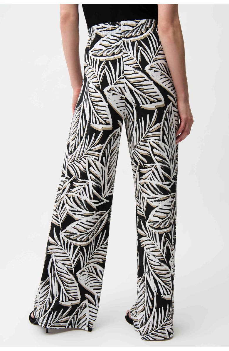 JOSEPH RIBKOFF Silky Knit Tropical Print Wide Leg Pull-On Pants, Alternate, color, Black/Multi