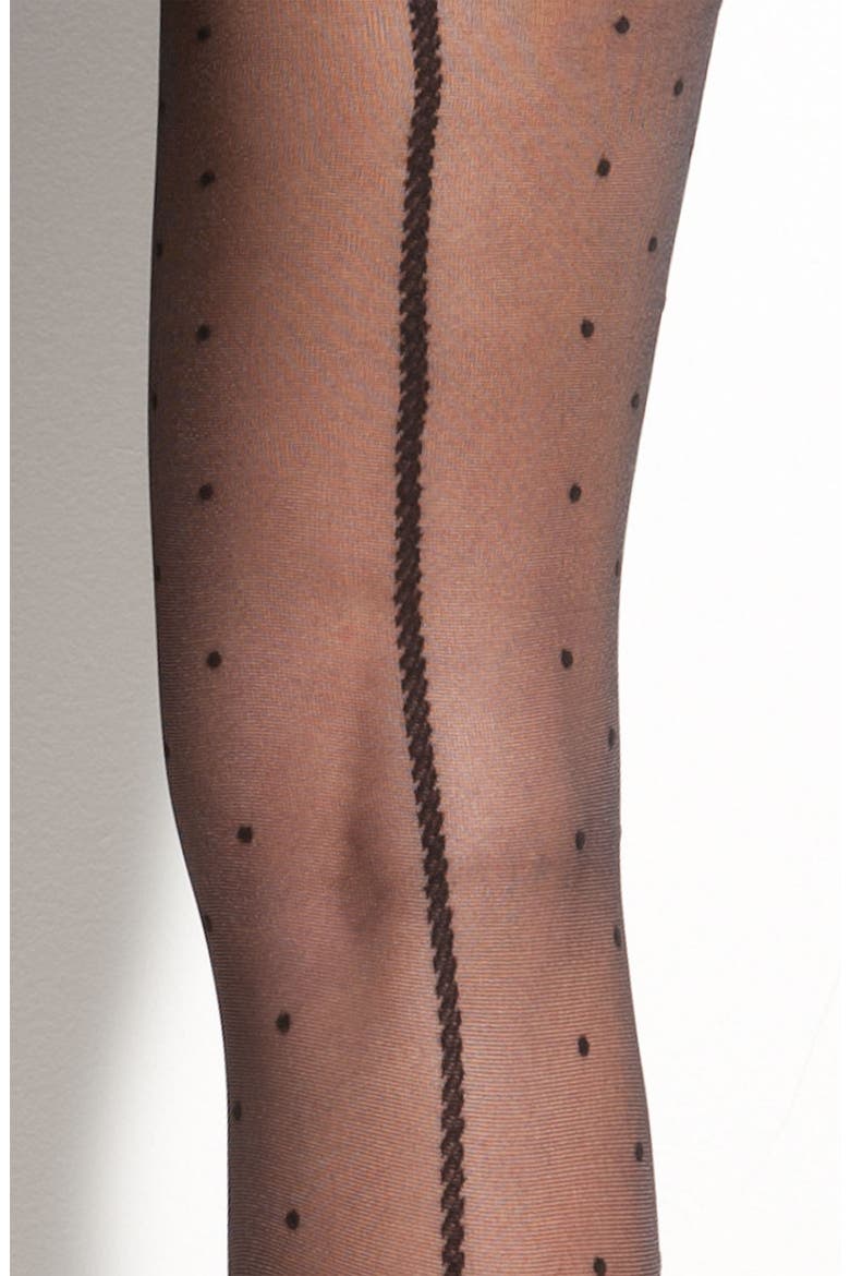 'Back Seam Dot' Stockings, Alternate, color, BLACK