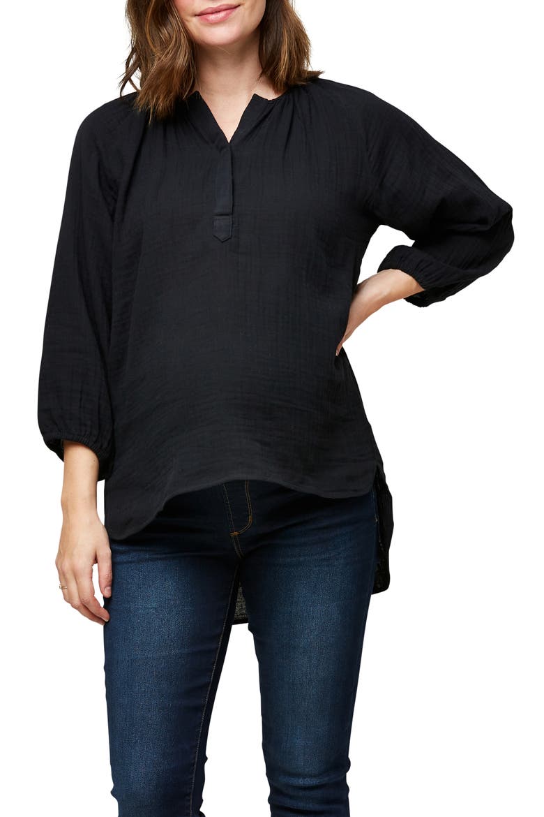 Ava Cotton Maternity Tunic Top, Main, color, BLACK