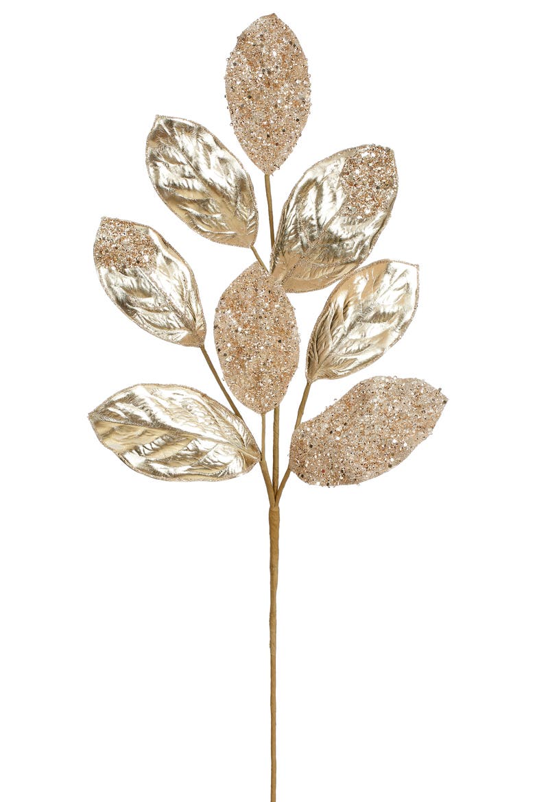 Magnolia Leaf Spray, Set of 12, Main, color, Metallic Gold