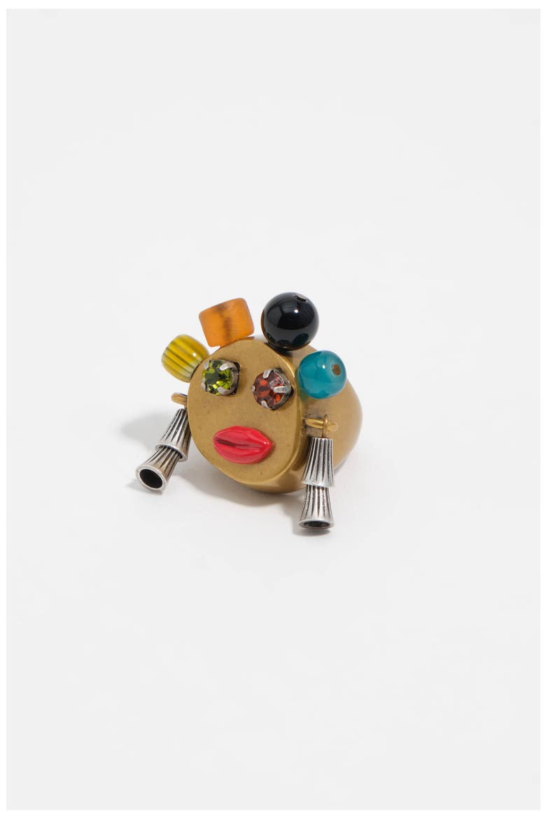 Multicolor Glass Mask Ring, Main, color, GOLD