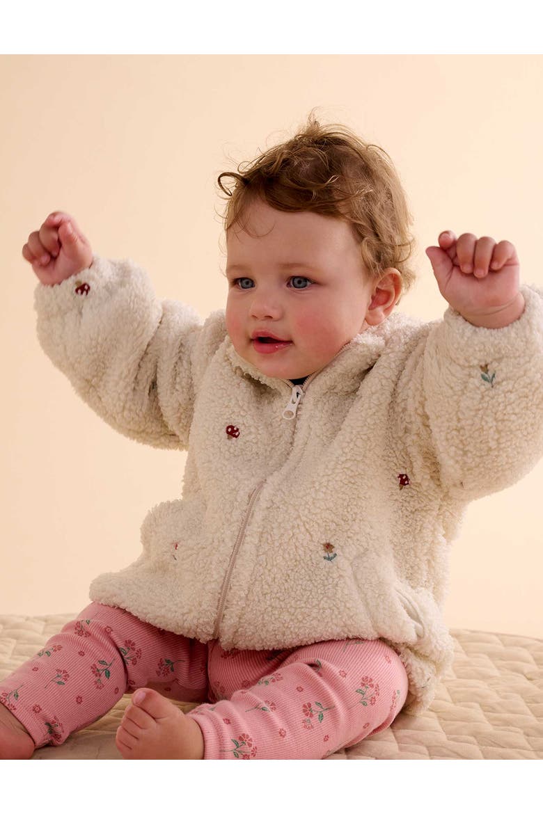 Fluffy Embroidered Jacket, Alternate, color, Wheat Forest Broderie
