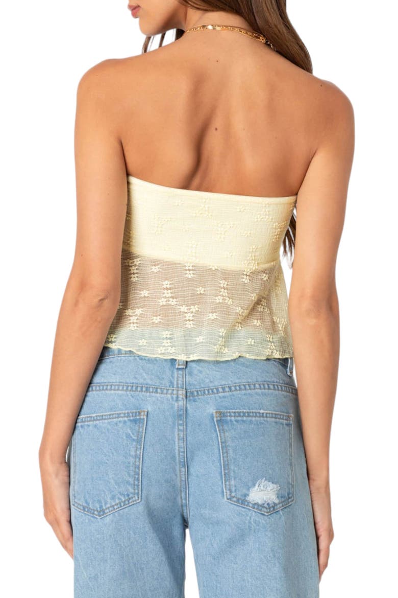 Embroidered Sheer Strapless Top, Alternate, color, YELLOW