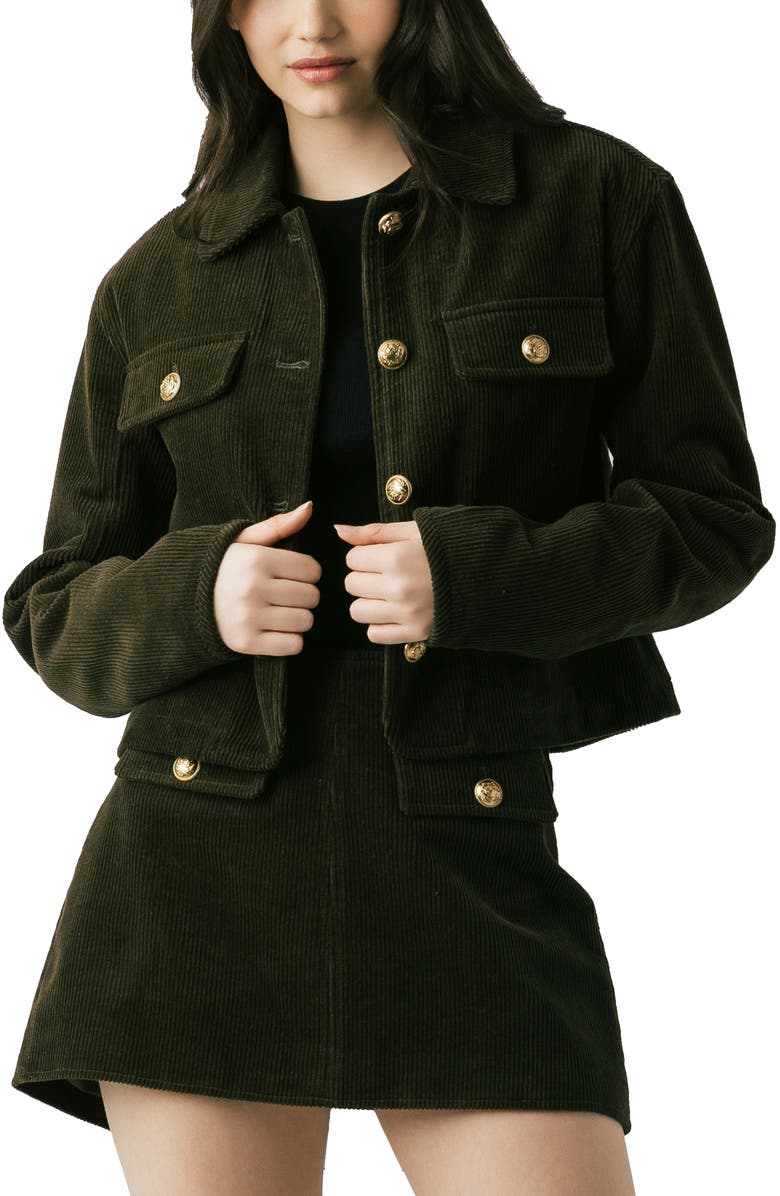 BLANKNYC Crop Corduroy Jacket, Alternate, color, Inside Scoop