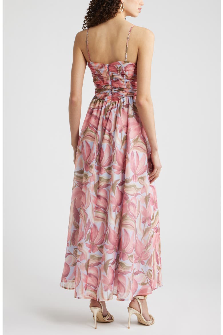 Floral Organza Party Dress, Alternate, color, BLUE SONIA ABSTRACT