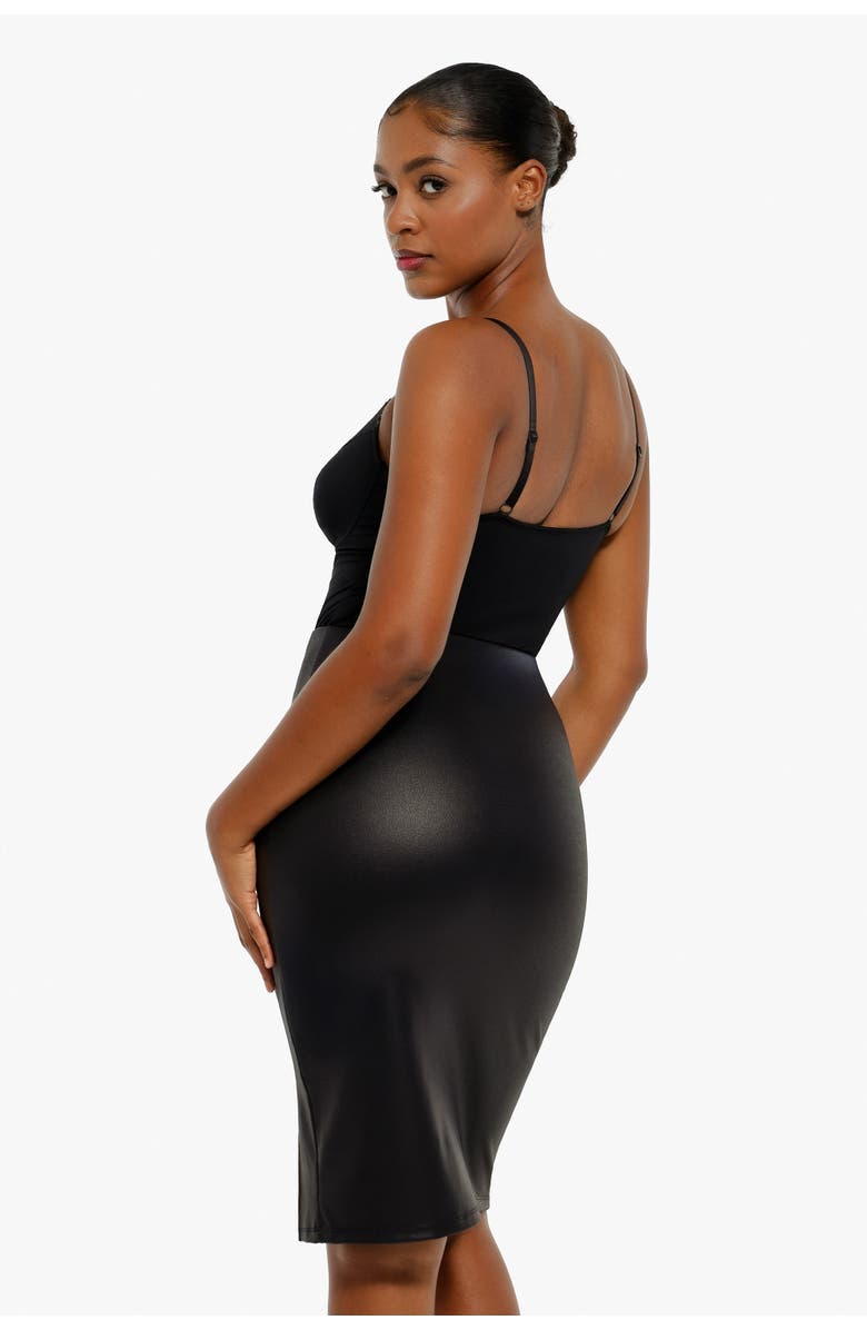 Popilush Shapewear Strappy Tummy Control Lace Inset Bodysuit, Alternate, color, Midnight Black
