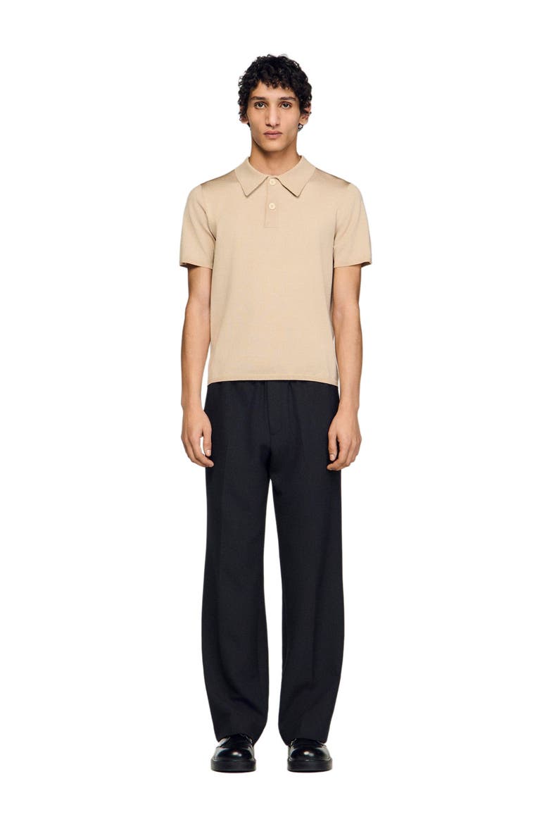 Short-sleeve knitted polo shirt, Main, color, Oats
