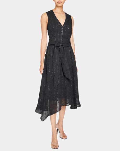 SANTORELLI SANTORELLI NIA SLEEVELESS MIDI DRESS WITH ASYMMETRIC HEMLINE AND BUTTON DETAILS