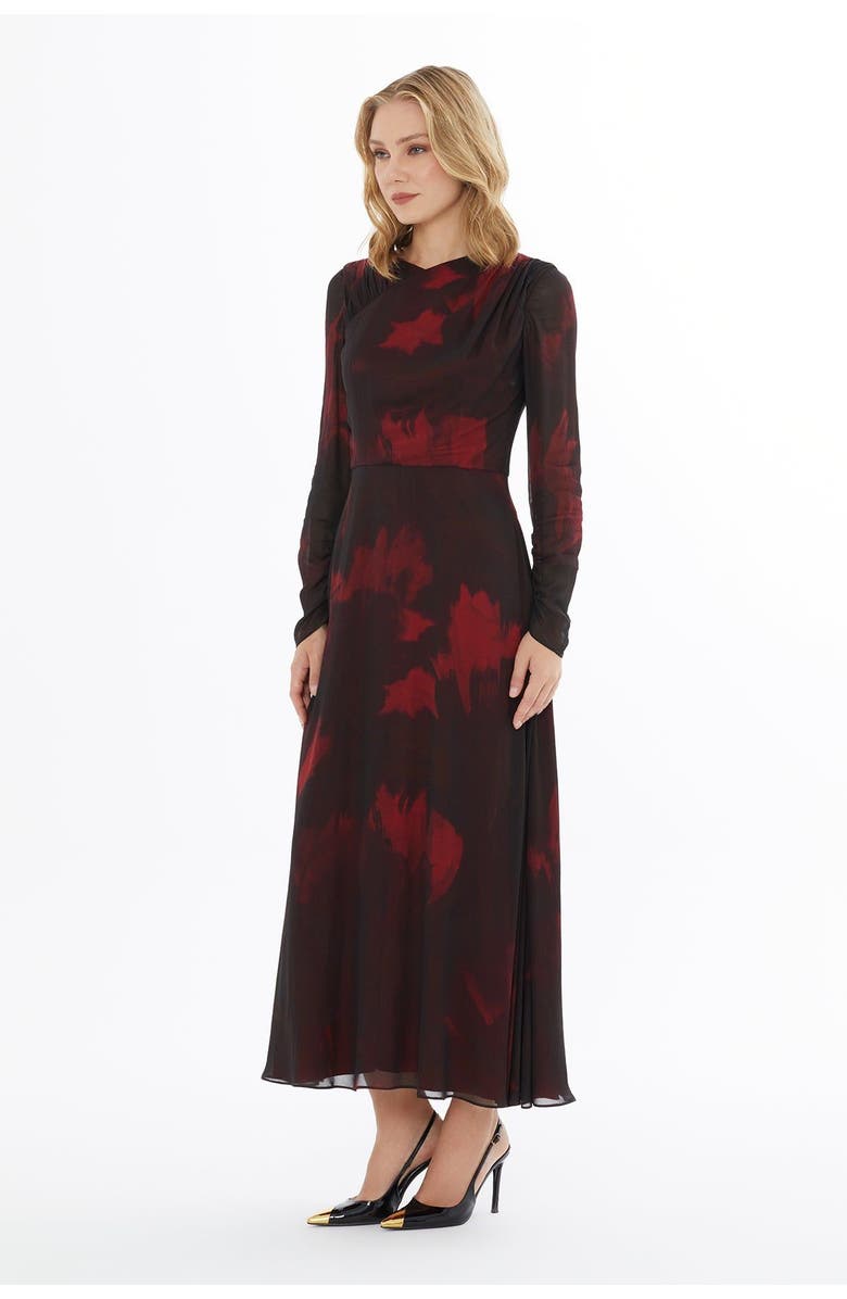 Gizia Ruffled Dress with Crew Neck and Shoulder Zipper Closure, Alternate, color, Black