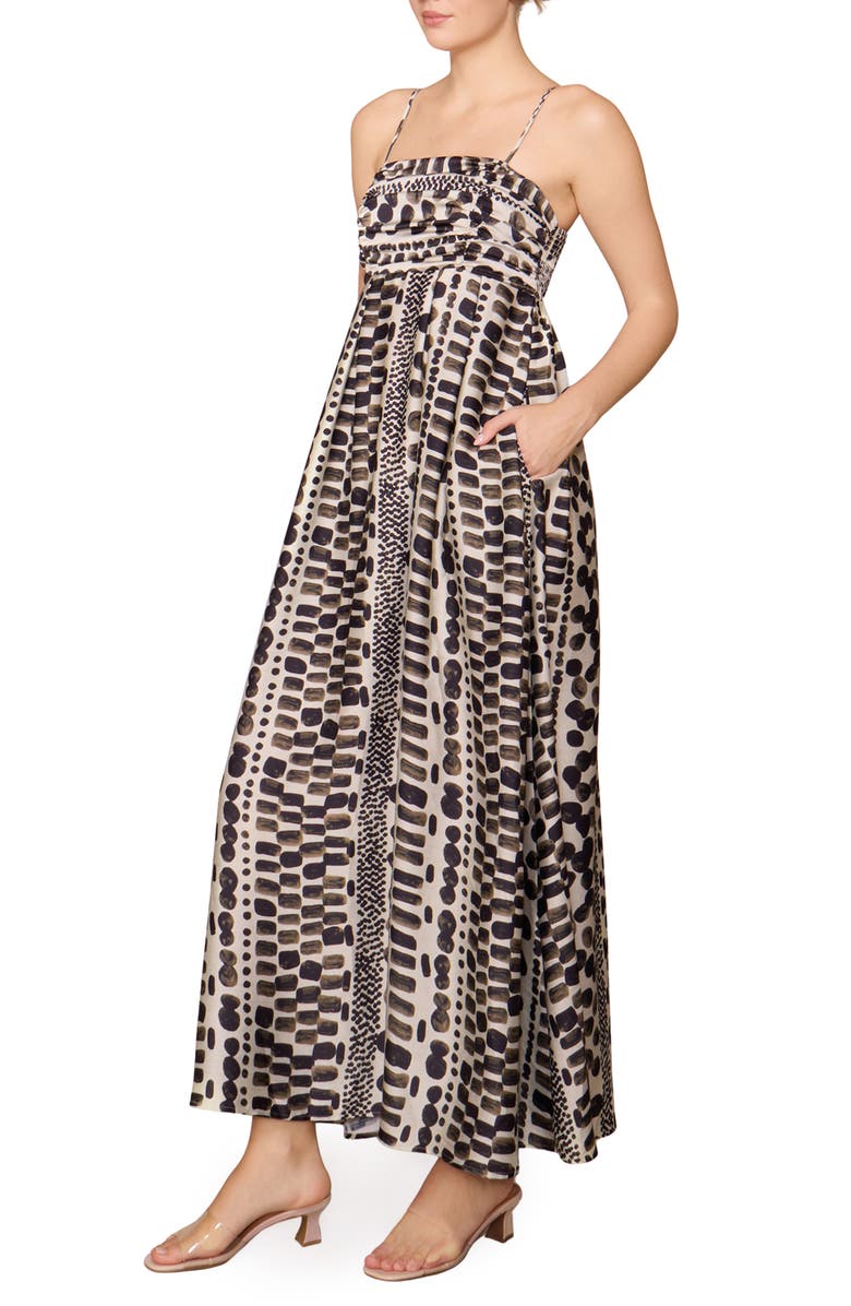 MELLODAY Mixed Print Satin Maxi Dress, Alternate, color, Bone Black