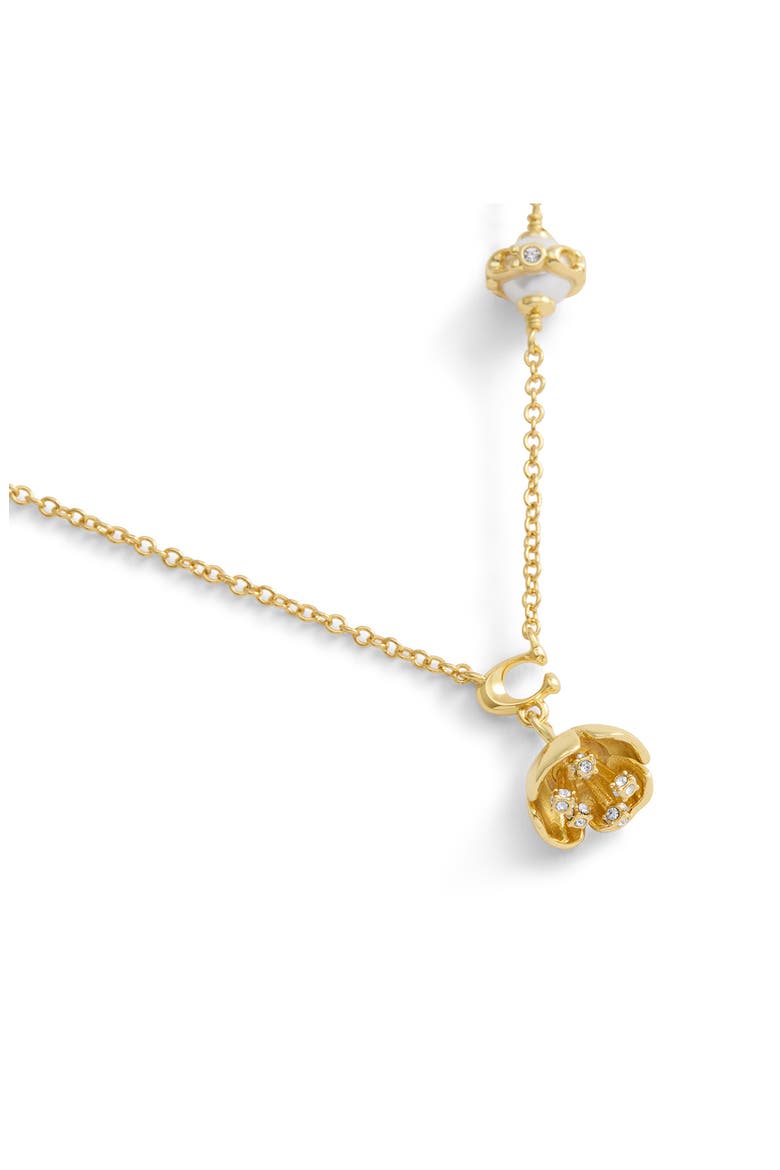 Floral Short Pendant Necklace, Alternate, color, SHINY GOLD
