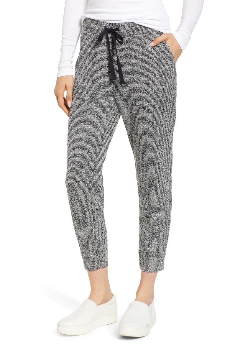 Bouclé Tweed Sweatpants, Main, color, BLACK