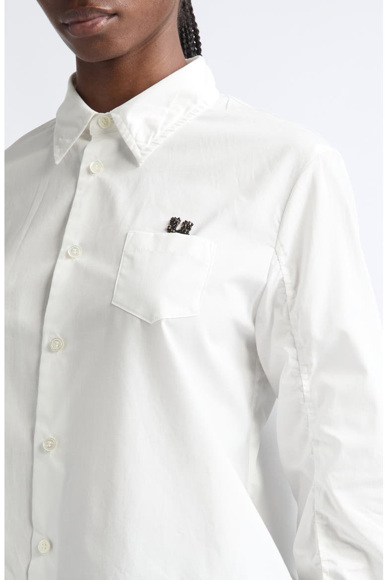 Boxy Crop Cotton Button-Up Shirt, Alternate, color, OFF WHITE