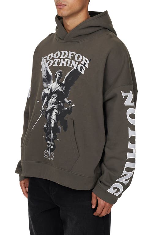 Good For Nothing Boxy Washed Statue Print Hoodie In Gray