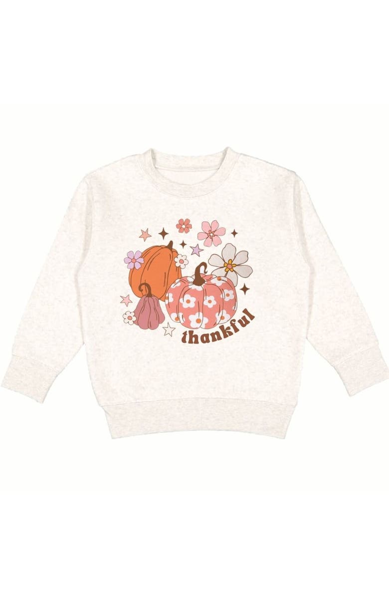 Sweet Wink Thankful Pumpkin Daisy Thanksgiving Sweatshirt, Main, color, Natural