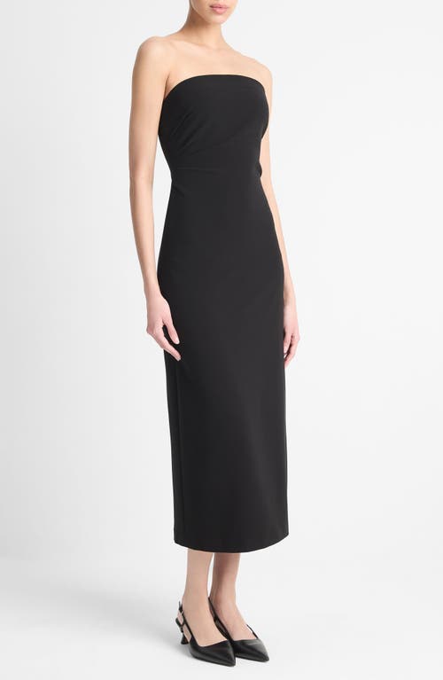 Vince Ruched Strapless Midi Dress In Black