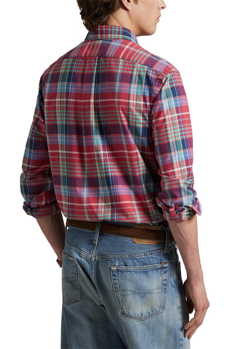 Polo Ralph Lauren Classic Fit Plaid Cotton Oxford Button-Up Shirt, Alternate, color, Red/ Green Multi